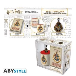 Image of Harry Potter - Hogwarts (Mug + Houses Keyring + Notebook) Gift Box