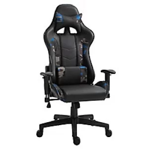 Image of Vinsetto Gaming Chair Adjustable Armrest HOMCOM Bonded leather Black, Camouflage Blue High Back with Lumbar Cushion