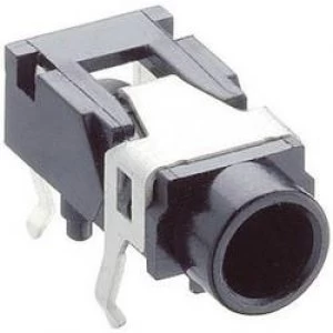 Image of 3.5mm audio jack Socket horizontal mount Number of pins 3 Stereo Black Lumberg 1503 07
