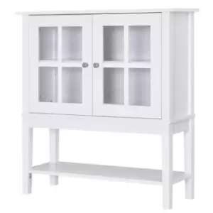 Image of HOMCOM Modern Kitchen Sideboard Storage Cabinet Cupboard with 2 Glass Doors Adjustable Shelf for Dinning Room,Living Room, 80L x 28W x 84Hcm, White