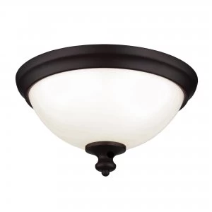 Image of 2 Light Flush Mount Ceiling Light Bronze, E27