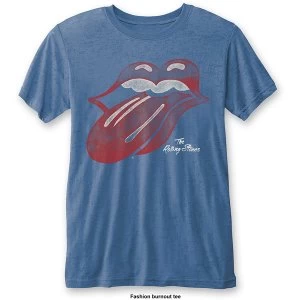 Image of The Rolling Stones - Vintage Tongue Unisex Medium T-Shirt - Blue
