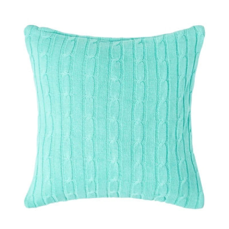 Image of Homescapes Cotton Cable Knit Cushion Cover, 45 x 45cm Green