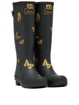 Image of Joules Printed Welly With Adjustable Gusset - Black