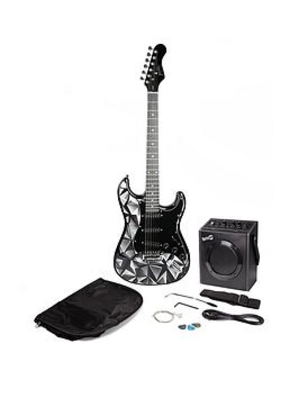 Image of Jaxville Full Size Electric Guitar Kit With 10-watt Guitar Amp, Gig Bag, Picks, Whammy, Lead, Spare Strings & Lessons, Multi S