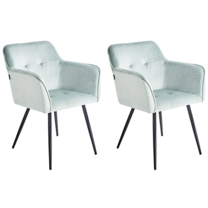 Image of Beliani Set Of 2 Dining Chairs Jasmin Velvet Mint Green