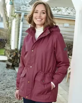 Image of Cotton Traders Fleece-Lined Waterproof Coat in Red