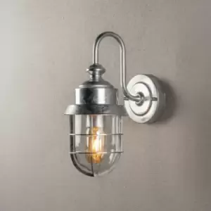 Image of Konstsmide Cerignola Outdoor Classic Lantern Wall Light Galvanised Clear Glass E27, IP44
