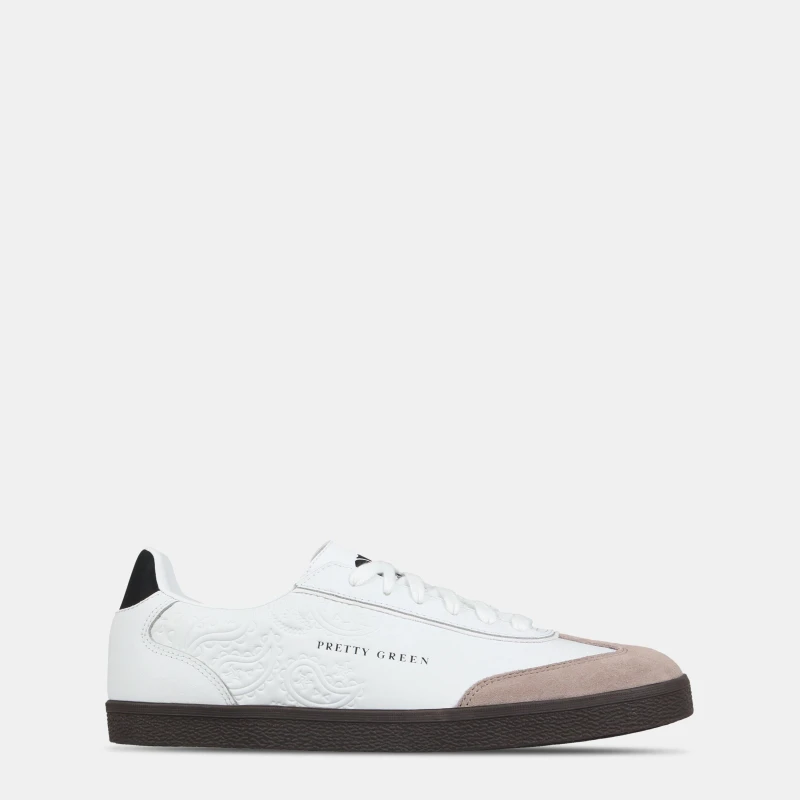 Image of Pretty Green Mens Moorgate Leather Court Trainers White male 7 (41)