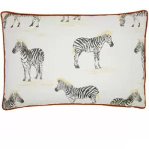 Image of Furn Jukani Zebra Jacquard Piped Edge Cushion Cover, Rust, 40 x 60 Cm