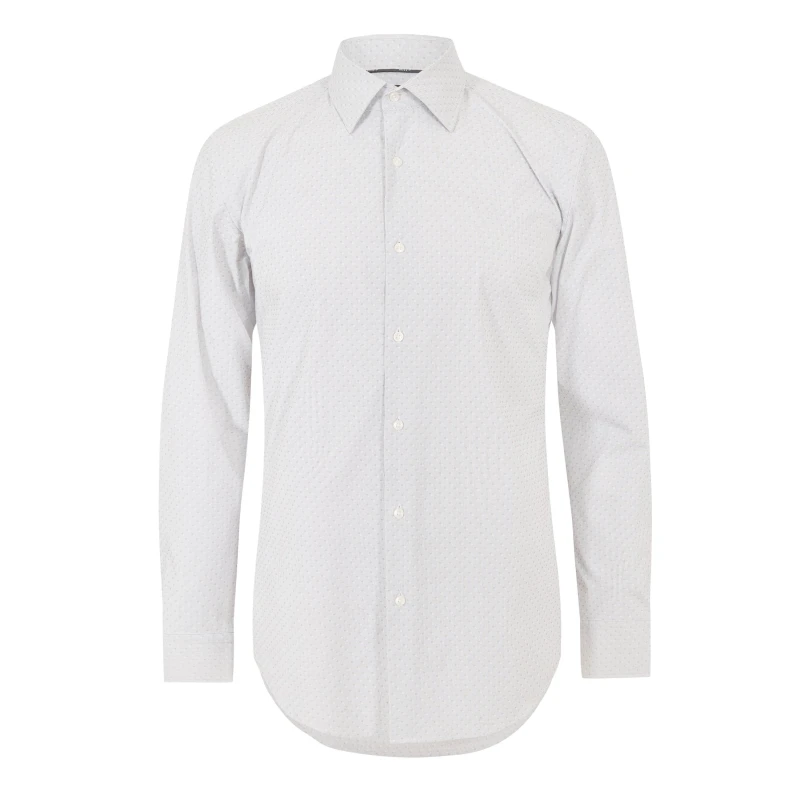 Image of Boss Mens P Hank Kent Long Sleeve Oxford Shirt Grey male 15.7 inch