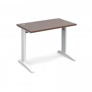 Image of TR10 Straight Desk 1000mm x 600mm - White Frame Walnut Top