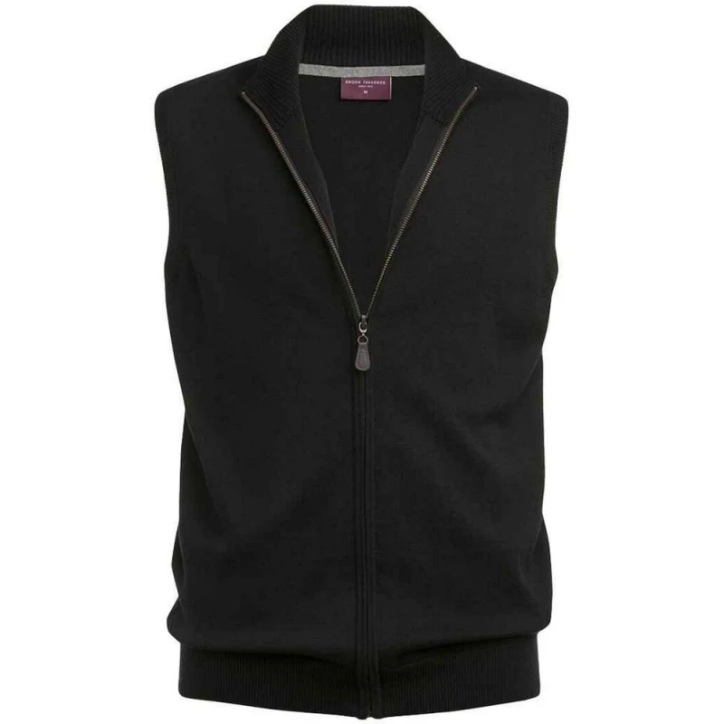 Image of Brook Taverner Brook Taverner Men Lincoln Cotton Blend Knitted Gilet in Black Size: Small Black S Male 5063470375905