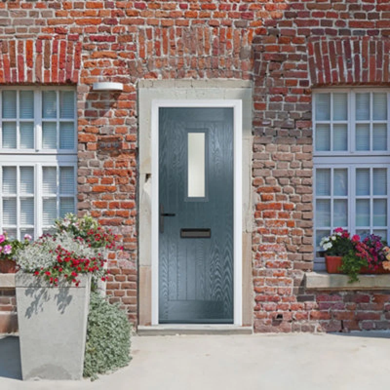 Image of Lacerta Composite Door Sunningdale 7015 Grey 920mm X 2090mm Open In Right Hand Obs Glass 10 Year Guarantee - Free Delivery & Smart Lock