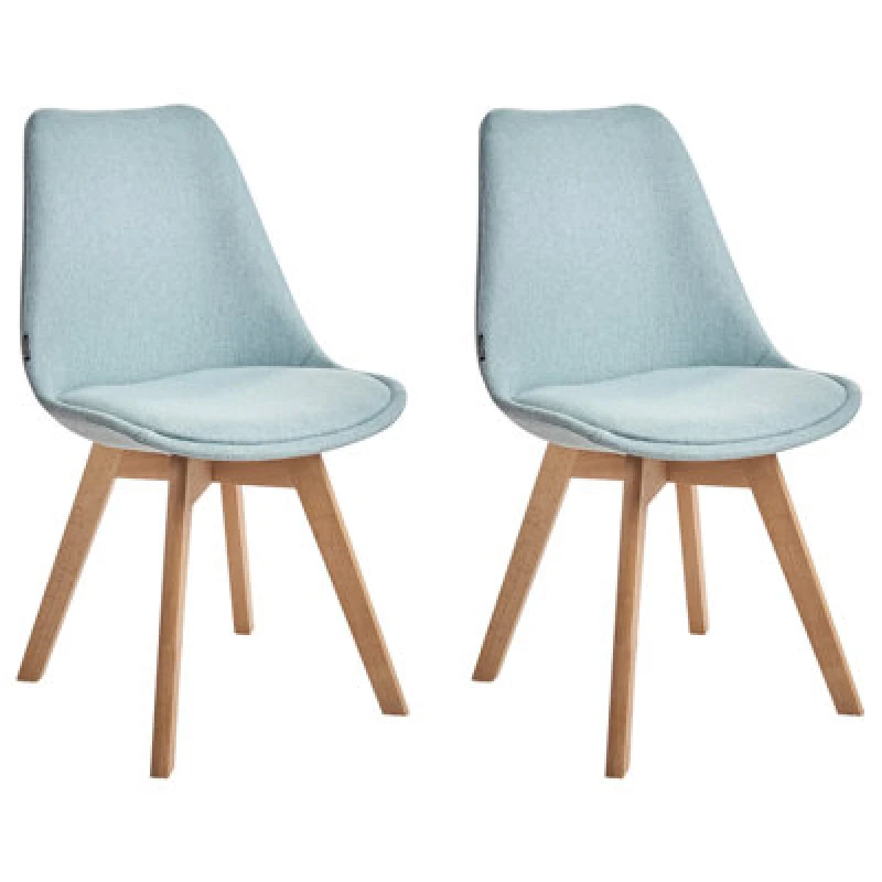 Image of Beliani Set Of 2 Dining Chairs Dakota Ii Fabric Mint Green