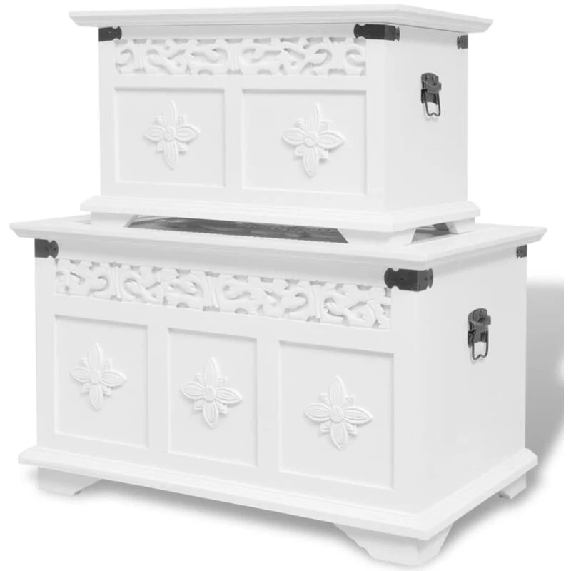 Image of vidaXL Two Piece Storage Chest Set White