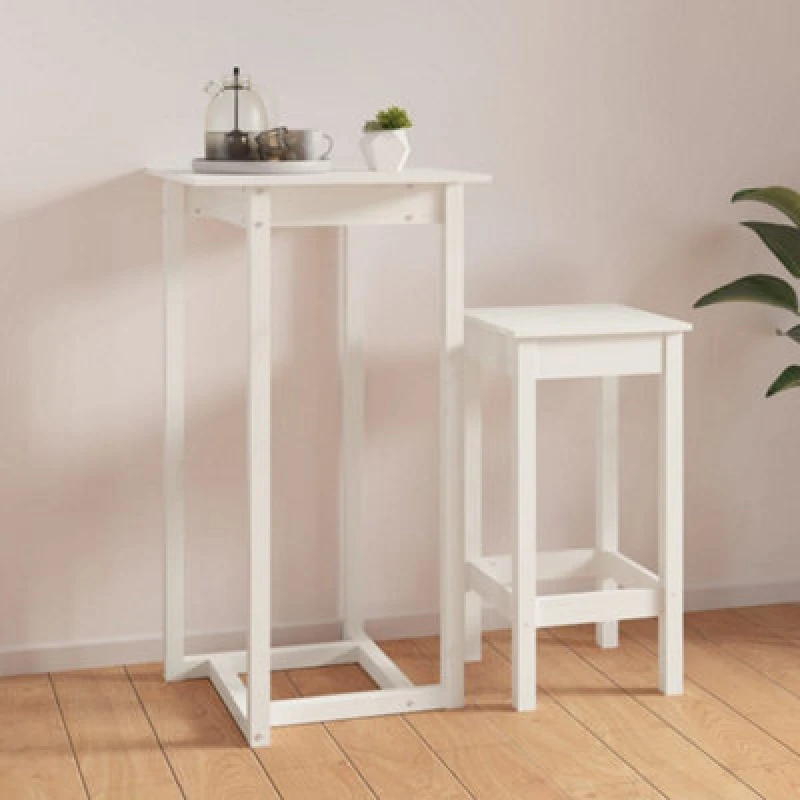 Image of Vidaxl Bar Table White 60X60X110 Cm Solid Wood Pine, White 822178