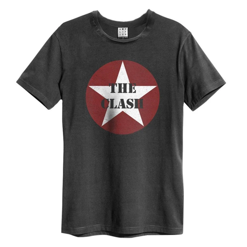 Image of Amplified Amplified Men The Clash Logo T-Shirt in Charcoal Size: Small Charcoal S Male 5063470344031
