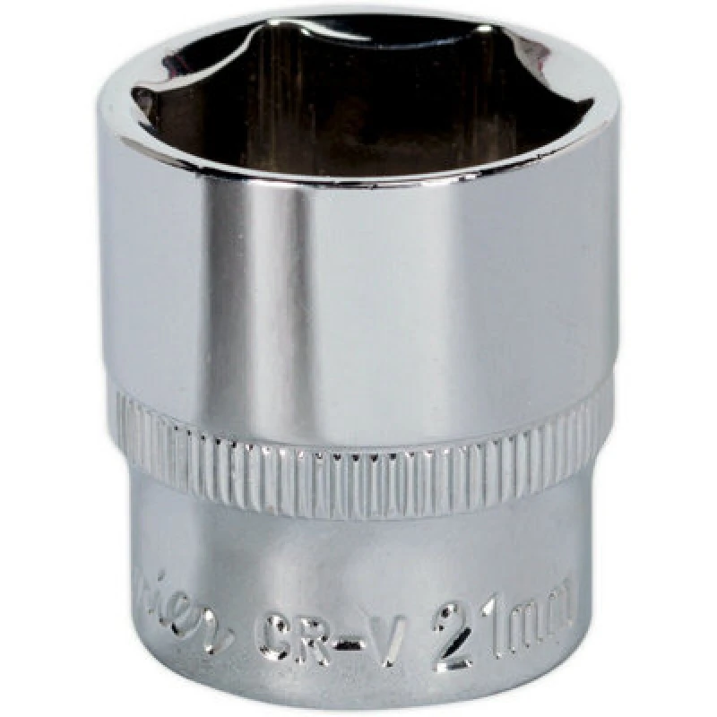 Image of Loops 21mm Forged Steel Drive Socket - 3/8" Square Drive - Polished Chrome Vanadium Metallics