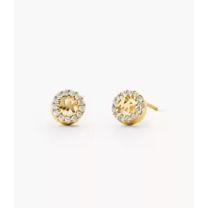 Image of Michael Kors Womens 14K -Plated Sterling Silver Logo Studs - Gold