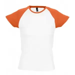 Image of SOLS Womens/Ladies Milky Contrast Short/Sleeve T-Shirt (XL) (White/Orange)