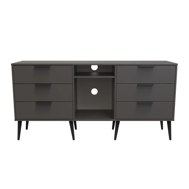 Image of Fuji 6 Drawer Sideboard In Graphite (Ready Assembled)