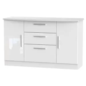 Image of Fourisse Ready Assembled 2 Door 3 Drawer Sideboard White Gloss