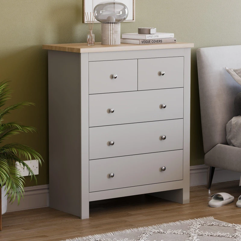 Image of Lassic Vida Designs Arlington 3+2 Drawer Chest Grey unisex One Size