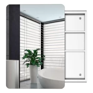 Image of kleankin On-Wall Mounted Bathroom Storage Cabinet w/Sliding Mirror Door 3 Shelves Stainless Steel Frame