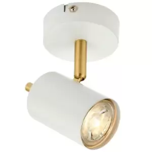 Image of LED Tilting Ceiling Spotlight White & Brass Warm White Single Shade Down Light
