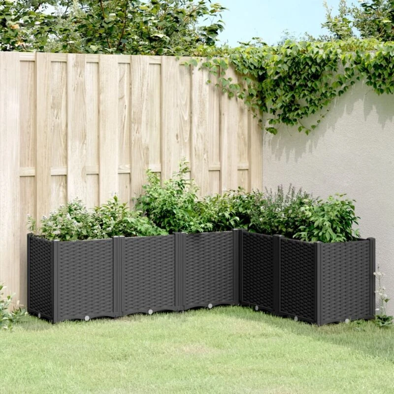 Image of vidaXL Garden Planter Black 160x120x53cm PP, Black 367863