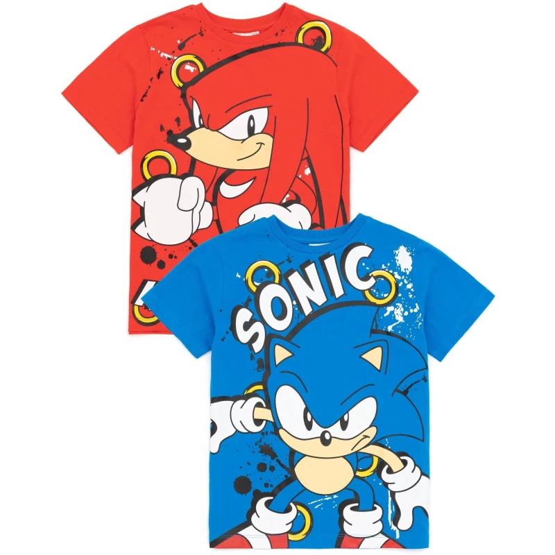 Image of Sonic the Hedgehog Multi-Pack of 2 Short-Sleeved T-Shirts Multi male