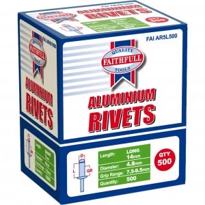 Image of Faithfull Aluminium Pop Rivets 4.8mm 14mm Pack of 500