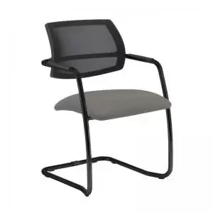 Image of Tuba Black cantilever frame conference chair with half mesh back -