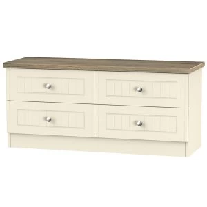 Image of Robert Dyas Wilcox Ready Assembled 4-Drawer Midi Chest of Drawers - Cream Ash