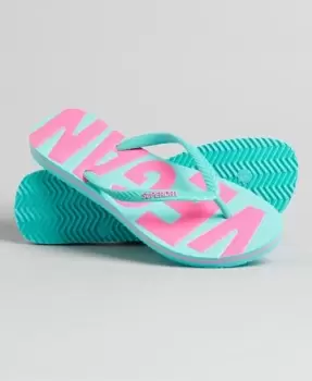 Image of Superdry Womens Vintage Vegan Classic Flip Flops Blue / Aqua - Size: L