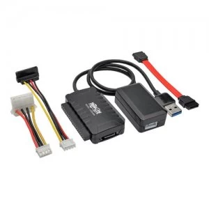 Image of Tripp Lite USB 3.0 SuperSpeed to SATA/IDE Adapter with Built-In USB Cable 2.5 in. 3.5 in. and 5.25 in. Hard Drives