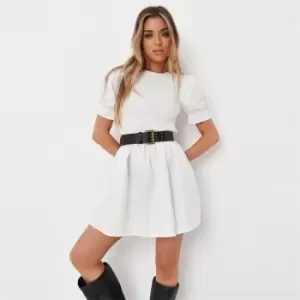 Image of Missguided Bust Frill Slv Dress Poplin - White