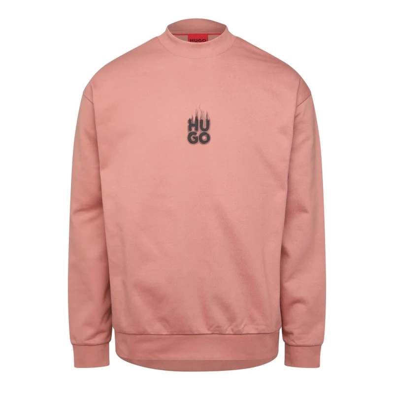 Image of Hugo Durungu Smoke Logo Crewneck Sweatshirt Pink male XS