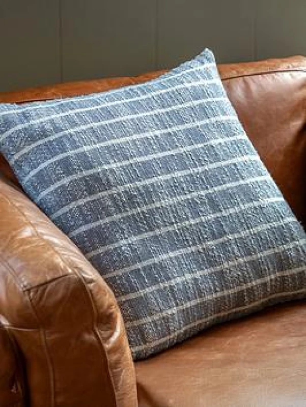 Image of Crossland Grove Nairnshire Stripe Cushion Ink 450X450Mm, Blue 5056693577980