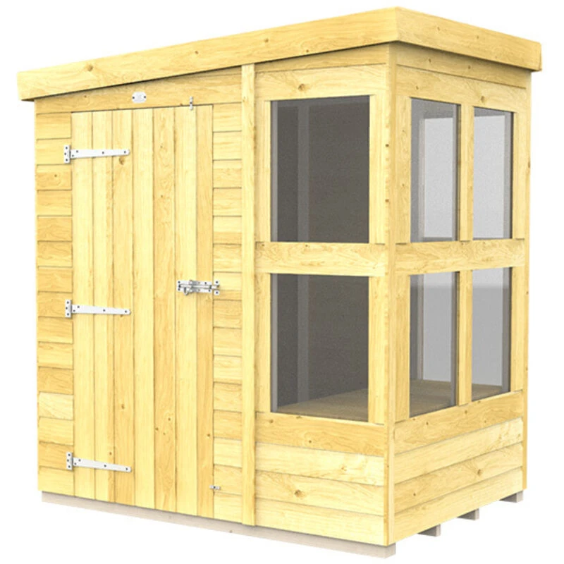 Image of Flat Pack Sheds DIY Sheds 6 x 4 Pent Potting Shed, Brown 6X4PPSFF