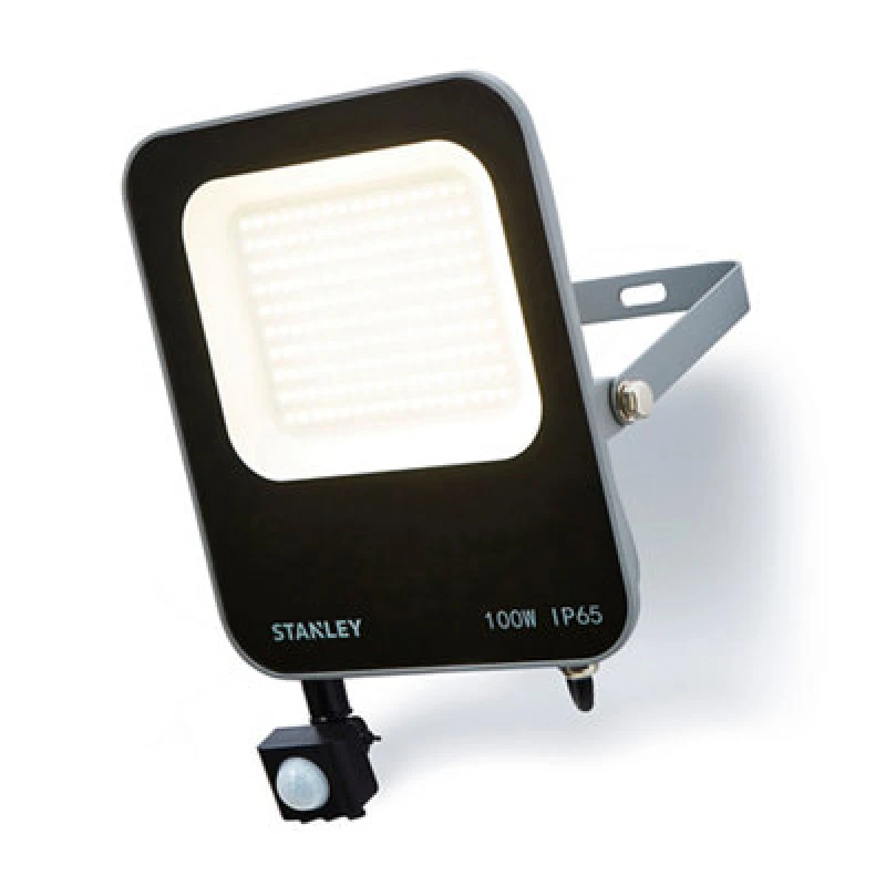 Image of Stanley Ik10 Black Mains-Powered Cool Daylight Outdoor LED Pir Floodlight 11000Lm