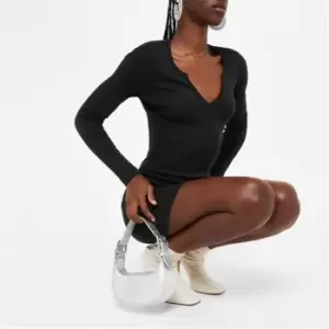 Image of I Saw It First Rib Notch Neck Mini Dress - Black