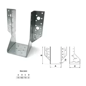 Image of Jiffy Timber Joist Hangers Decking Lofts Roofing Zinc Packs - Size 75x152x79x2mm - Pack of 10