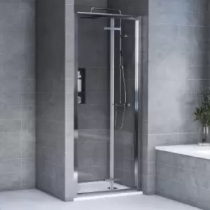Image of Framed 6 Bi-Fold Shower Door 900mm Wide - 6mm Glass - Aqualux