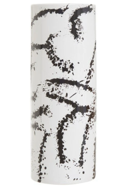 Image of Orsina Durable Large Black And White Ceramic Vase, Easily Maintained Pottery Vase, Contemporary Vase For Flowers