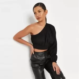 Image of Missguided One Shoulder Top - Black