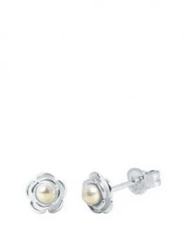 Image of The Love Silver Collection Sim Pearl Flower Studs