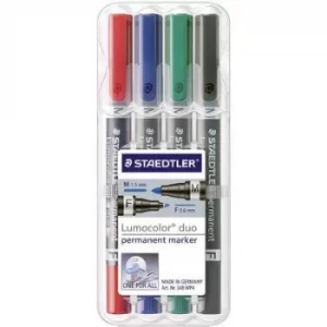 Image of Staedtler Lumocolor duo 348 WP4 Permanent marker Red, Blue, Green, Black waterproof: Yes