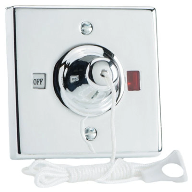 Image of Varilight 45A Pull Switch With Neon Chrome Effect - Classic Chrome Effect With Pull Cord, Ypsc45